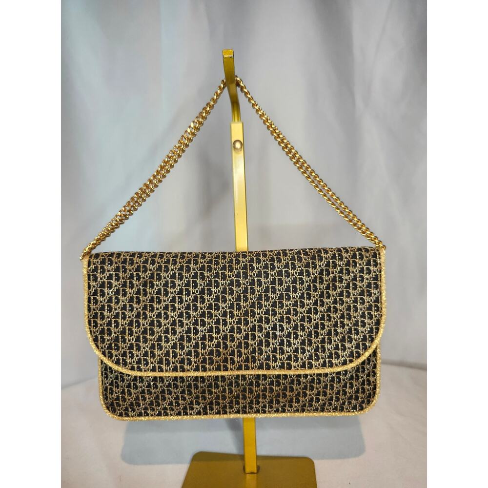SOLD Christian Dior Vintage Trotter Chain Shoulder Bag Gold and Black NYE - Picture 2 of 15